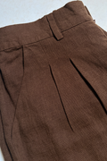 Sage Linen Pleated Pants in Cocoa