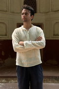Vayu linen short kurta in Ivory