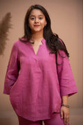 Isla Linen Top in Mauve