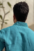 Swirl Linen Shirt in Teal