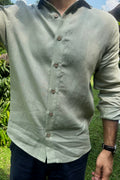 Swirl Linen Shirt in Pistachio