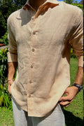 Swirl Linen Shirt in Caramel