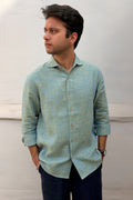 Swirl Melange Linen Shirt in Wild Sage